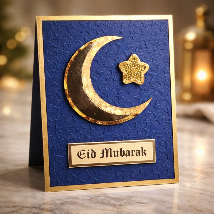 Crescent and Star Shaker - Eid Mubarak Card