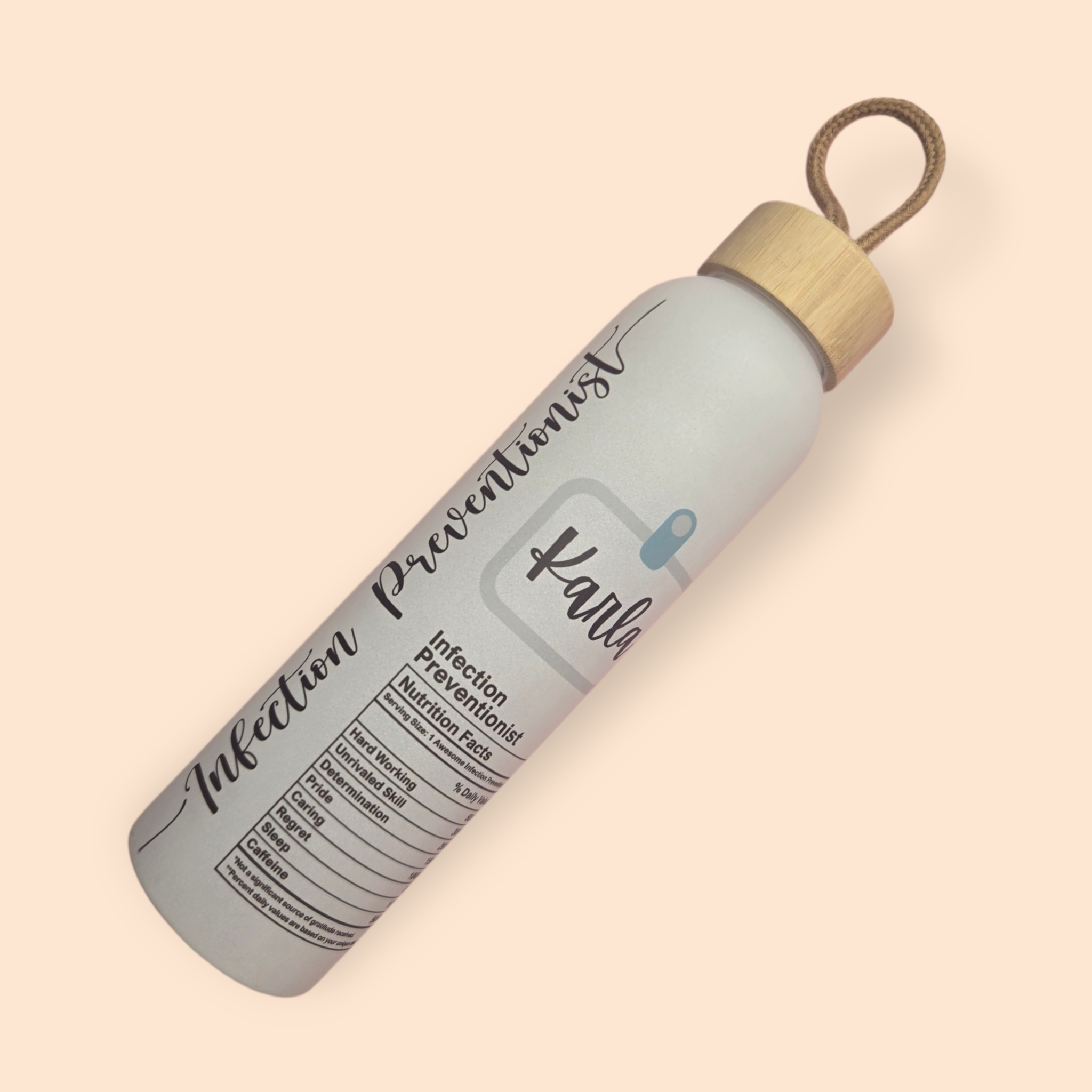 Personalized glass water bottle
