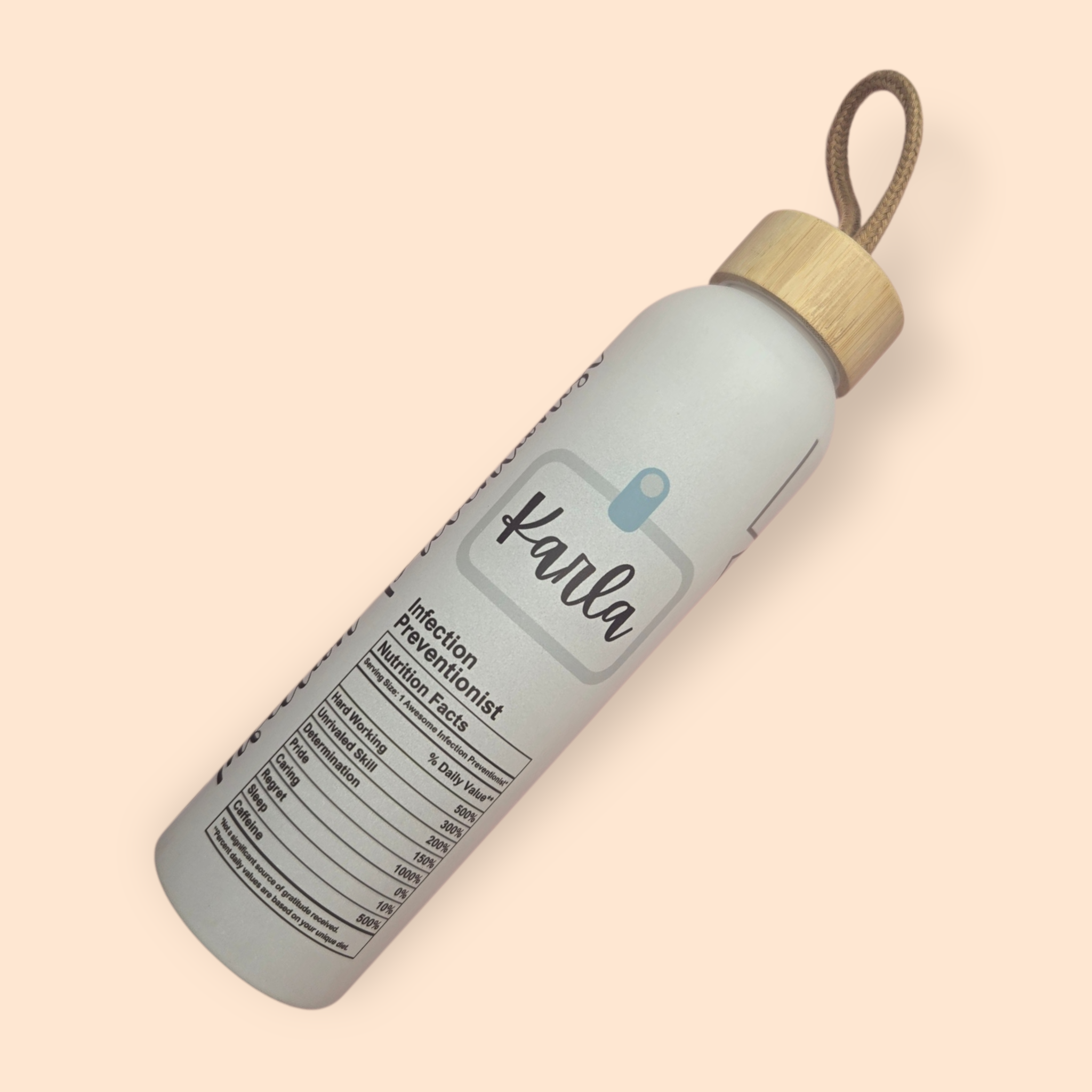 Personalized glass water bottle